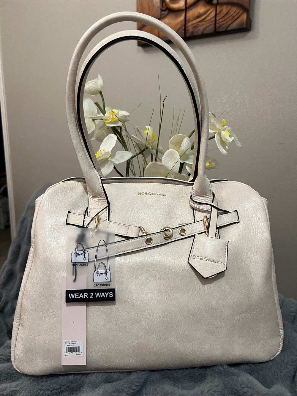 BCBGeneration Ivory Satchel / Crossbody  retail $88 NWT
